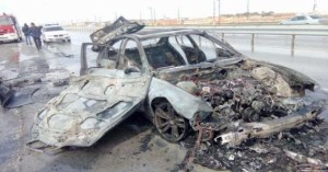 Sumqayıtda idmançının avtomobili belə yandı - VİDEO