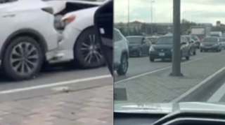 Ziya Bünyadovda 4 maşın toqquşdu, kilometrlərlə uzanan tıxac yarandı - VİDEO