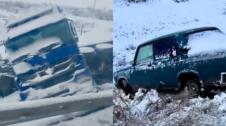 Sabirabadda yük maşını və “VAZ” dərəyə düşdü     - VİDEO
