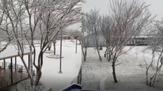 Ağdam şəhərində ilk qar - VİDEO 