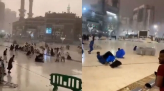 Məkkədə GÜCLÜ FIRTINA - Küçələri su basdı  - VİDEO