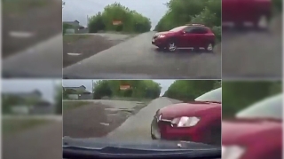 Qəflətən yola çıxan maşın ağır qəza törətdi   - VİDEO