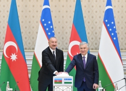İlham Əliyev və Mirziyoyev yeni layihələrin açılışında iştirak etdilər  - FOTO