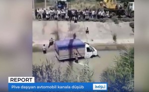 İmişlidə pivə daşıyan yük maşını su kanalına aşıb - VİDEO
