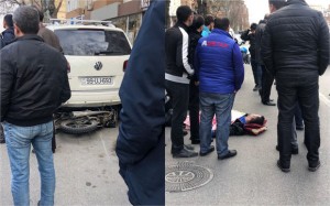 Bakıda ağır qəza: Motosiklet “Volkswagen”lə toqquşdu - FOTO