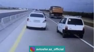 Nömrəsiz "OKA" ilə magistral yolda "hoqqa verən" sürücü  - VİDEO