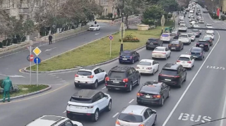 Bakının bir sıra yollarında tıxac yarandı 