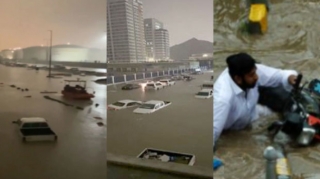 BƏƏ-də fəlakət:  Onlarla avtomobil sel altında qalıb - VİDEO