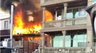 Sumqayıtda hotel yanır - VİDEO 