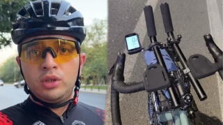 Avtobusla velosipedçini çətin vəziyyətə saldı - VİDEO