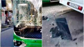 “20 Yanvar”da zəncirvari qəza  - Üç avtobus toqquşdu   - VİDEO