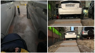Maşını pilləkəndə park edən sürücü uşaqlı kişinin  yolunu kəsdi   - FOTO