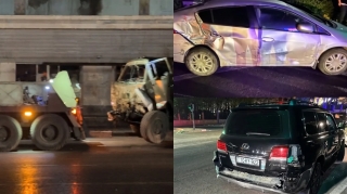 Bakıda bahalı qəza: Beş avtomobil bir-birinə çırpıldı - VİDEO