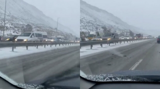 Bakı istiqamətində uzunluğu 1 km-ə çatan tıxac yarandı - VİDEO 