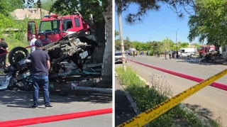 "BMW" ağaca çırpıldı - 7 nəfər öldü 