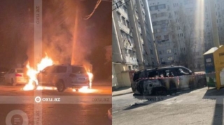 В Сумгайыте сгорела машина чиновника  - ФОТО