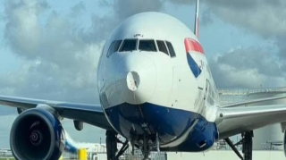 Britaniya kralının arvadının olduğu təyyarə quşla toqquşub 