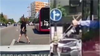 Piyadaya əsəbiləşib siqnal verdi, "BakuBus" sürücüsü görün nə etdi   - VİDEO