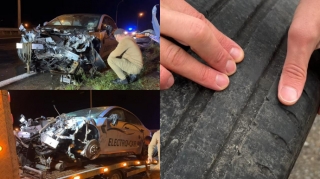 Bir təkərə görə itirilən avtomobil - FOTO