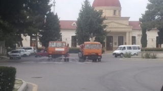 Yevlaxda pandemiya əleyhinə dezinfeksiya işləri aparılır  - FOTO