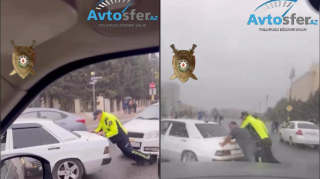 В Баку полиция помогла водителю сломанного автомобиля — ВИДЕО 