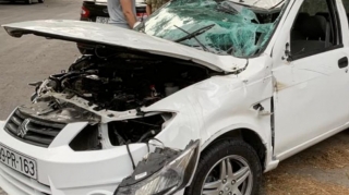 Bakıda iki avtomobil toqquşub, xəsarət alanlar var   - FOTO