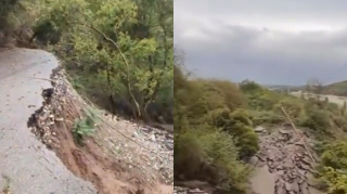 Qubada yol çökdü, HƏRƏKƏT VƏ ƏLAQƏ KƏSİLDİ   - VİDEO