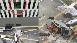 Sınaqlar zamanı elektromobil üçüncü mərtəbədən yerə çırpıldı – FOTO - VİDEO 