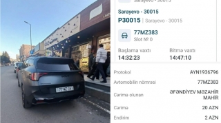 Vaxtından əvvəl parklanma ödənişi edən sürücü CƏRİMƏLƏNDİ   - FOTO