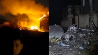 Kiyevdə təyyarə yaşayış evlərinə çırpılıb – FOTO-VİDEO 