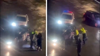 Yol polisləri maşını saxlayıb sürücünü döydü:  sakinlər çəkib paylaşdı - VİDEO 