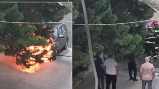Bakıda parklanmış maşın qəfil YANDI - ANBAAN VİDEO 