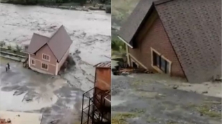 Azərbaycanla sərhəddə leysan yağışların yaratdığı qorxunc mənzərə  - VİDEO