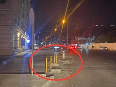 Bayılda yol polisinin gözü qarşısında yolu kəsdilər  - VİDEO - FOTO