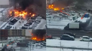 В Москве недалеко от метро загорелась цистерна с топливом  - ВИДЕО