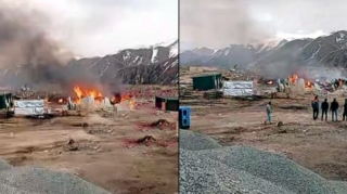 Ustaların qaldığı kamp külə döndü - Kəlbəcərdə yanğın 