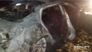 Kürdəmir rayonunda avtomobil yanıb - FOTO