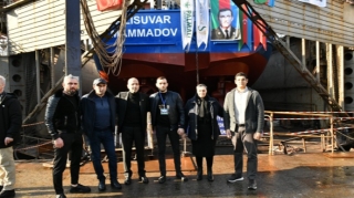 Daha bir şəhidin adını daşıyan gəmi suya endirildi - FOTOLAR 