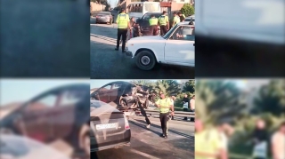 Yüksək sürətlə hərəkət edən “Hyundai” “Prius”u vurdu   - VİDEO