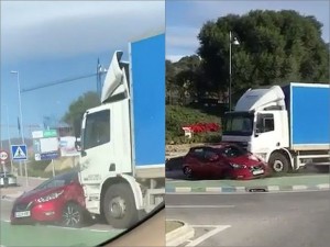 TIR sürücüsü vurduğu maşını metrlərlə sürüdü  - VİDEO