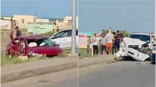 Novxanıda “Hyundai” sürücüsü əks yola çıxan maşını vurub dərəyə atdı    - VİDEO