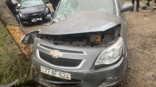 Qubada avtomobil ağaca çırpılıb, 4 nəfər xəsarət alıb - FOTO 