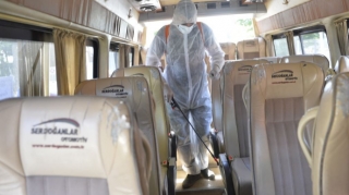 Lənkəranda avtobuslar dezinfeksiya edilir - FOTO 