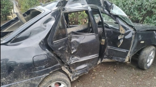 Qaxda avtomobil ağaca çırpıldı, ata və övladları xəsarət aldı 