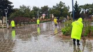 Pirallahıda intensiv yağışın fəsadları aradan qaldırılır - FOTOLAR 