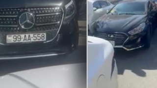 "AA" seriyalı avtomobilin sürücüsü yolu kəsdi - VİDEO