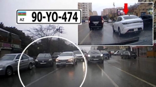 “BYD” sürücüsü qayda pozdu; digərlərini də buna məcbur etdi - VİDEO 