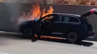 Şamaxı-İsmayıllı yolunda "Audi" yandı - ANBAAN VİDEO 