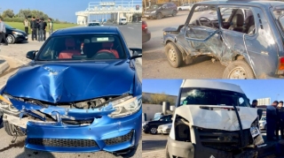 Buzovnada zəncirvari qəza: Üç maşın toqquşdu    - VİDEO