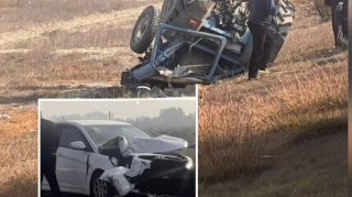 Bakı-Qazax yolunda traktorla maşın toqquşdu - Traktor aşdı  - VİDEO